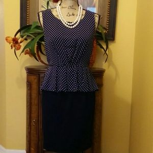Polka dot navy dress